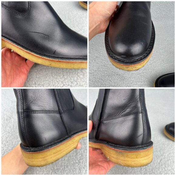 A.P.C. Boots Mens 8 / EU 41 Shoes Black Leather Crepe Sole Chelsea Ankle Zip APC - Picture 11 of 13